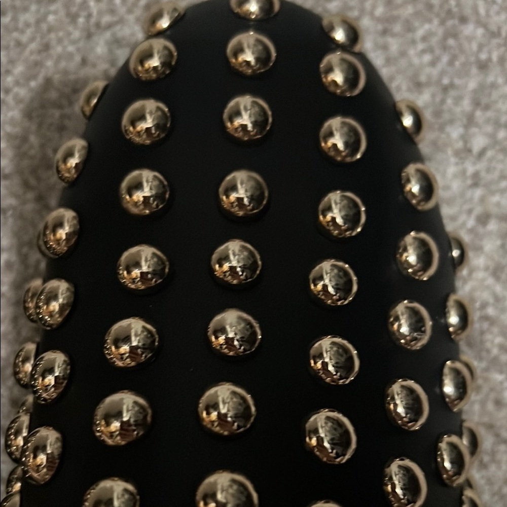 Black and Gold Studded Women's Shoes - Picture 6 of 9